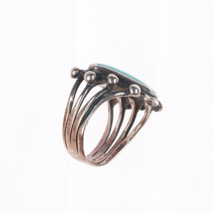 sz7 Antique Navajo ingot silver ring with turquoise size 7