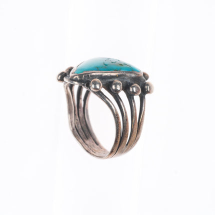 sz7 Antique Navajo ingot silver ring with turquoise size 7