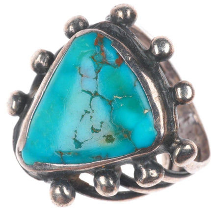 sz7 Antique Navajo ingot silver ring with turquoise size 7