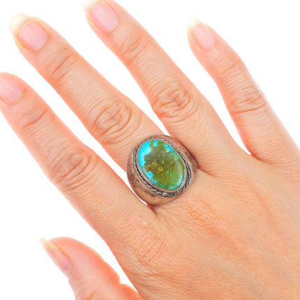 sz11 vintage Navajo sterling silver green/blue turquoise size 11 men's ring