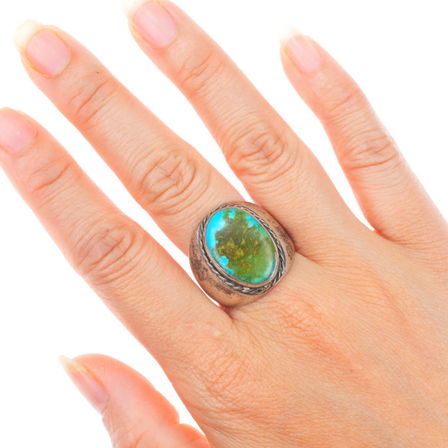 sz11 vintage Navajo sterling silver green/blue turquoise size 11 men's ring