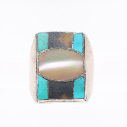 sz11 vintage Navajo sterling silver turquoise/shell size 11 men's ring