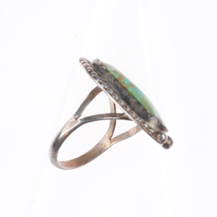 sz9 vintage Navajo sterling silver ring with high grade turquoise size 9