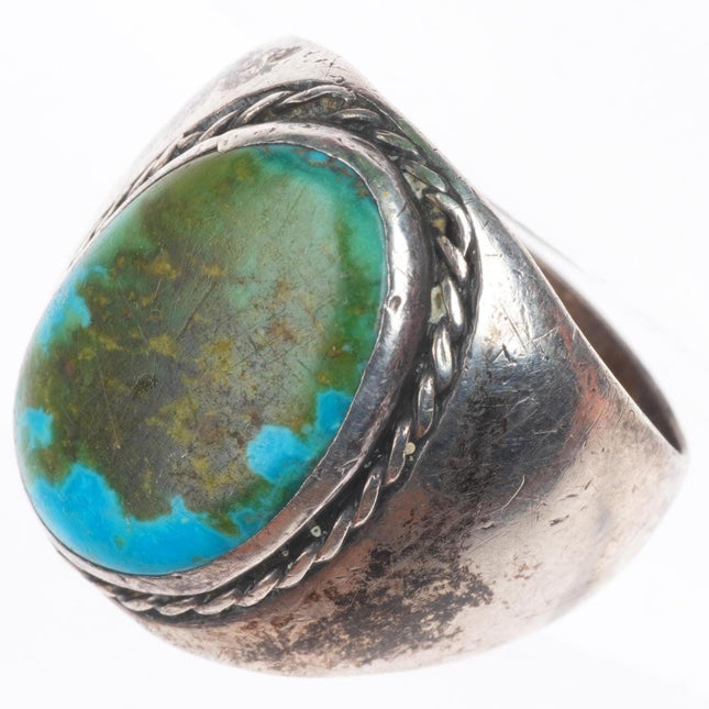 sz11 vintage Navajo sterling silver green/blue turquoise size 11 men's ring