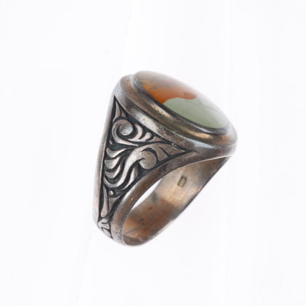 sz10.5 vintage southwestern sterling silver picture jasper size 10.5 ring