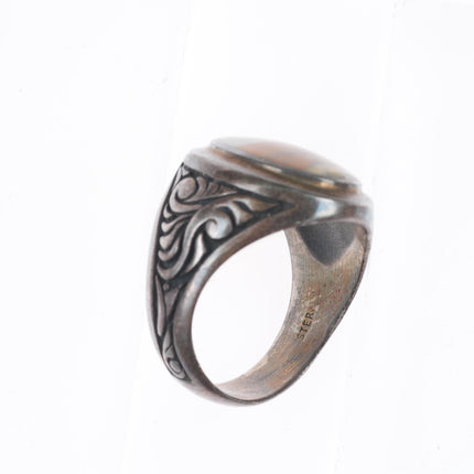 sz10.5 vintage southwestern sterling silver picture jasper size 10.5 ring