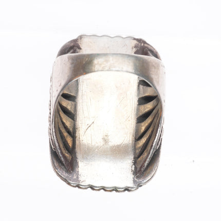 sz13 c1930's Vintage Navajo ingot or sterling silver ring high grade turquoise