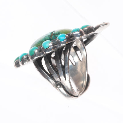 sz8.5 Vintage 30's-40's Zuni sterling silver satellite turquoise snake ring