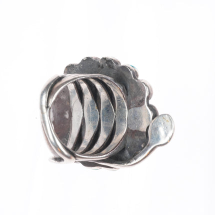 sz8.5 Vintage 30's-40's Zuni sterling silver satellite turquoise snake ring