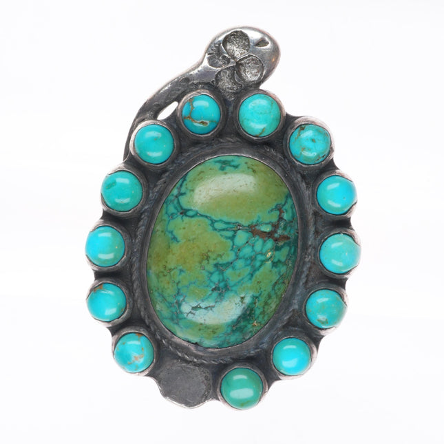 sz8.5 Vintage 30's-40's Zuni sterling silver satellite turquoise snake ring