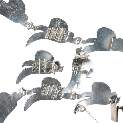 Melesio Villareal Taxco Vintage Sterling silver Necklace, Bracelet, and earrings