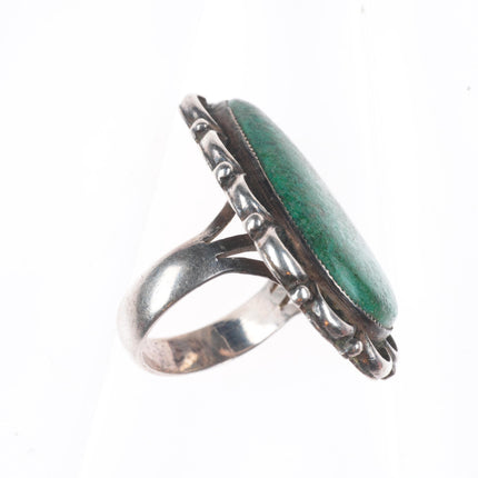 sz8 vintage Navajo sterling silver green turquoise long pear shaped size 8 ring