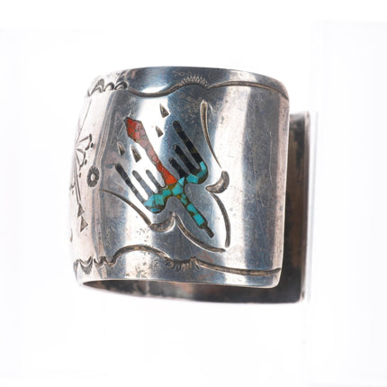 6.25" Gibson Gene Navajo sterling silver chip inlay maiden cuff bracelet
