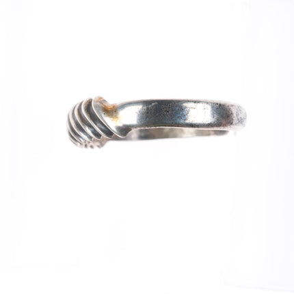 6" Navajo Rocking Horse Ranch slanted ribbed sterling silver cuff bracelet
