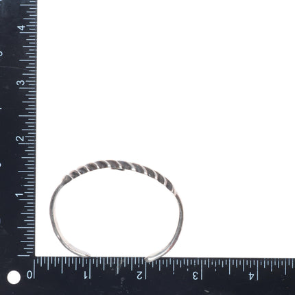 6" Navajo Rocking Horse Ranch slanted ribbed sterling silver cuff bracelet