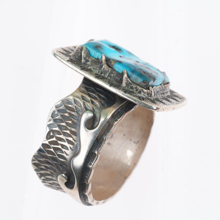 sz14 Jonah Hill/Lomayoosi Designs Hopi sterling silver ring with nice turquoise