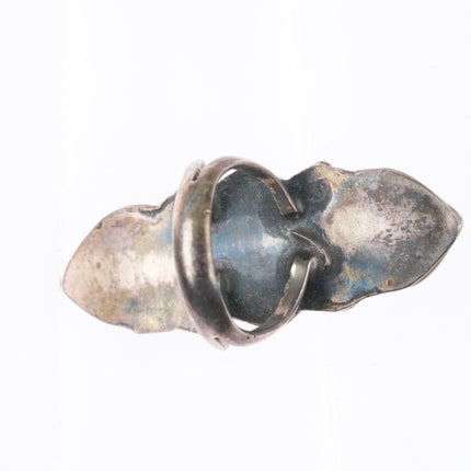 sz6 vintage Navajo sterling silver 3 stone green turquoise pointy ring