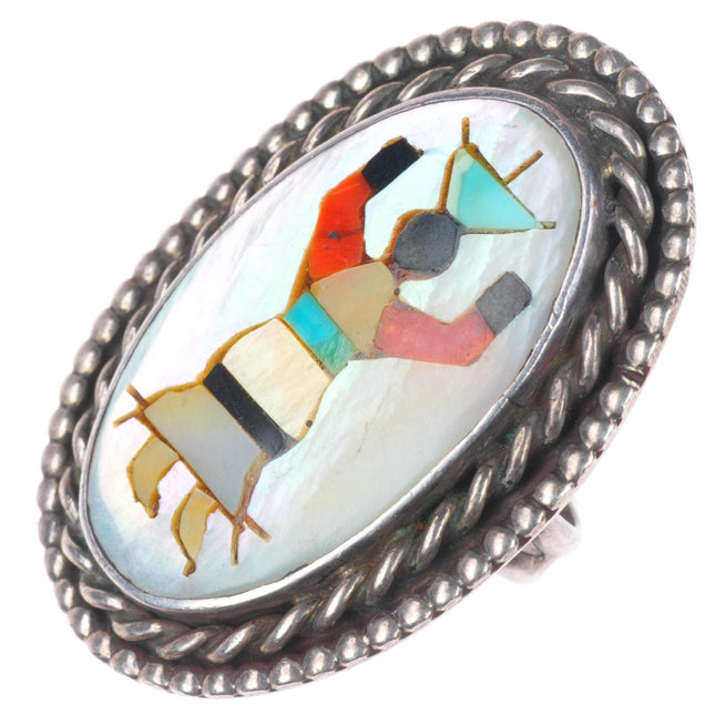 sz7 Roland Hogan Begay Navajo sterling silver Ghan Dancer kachina ring