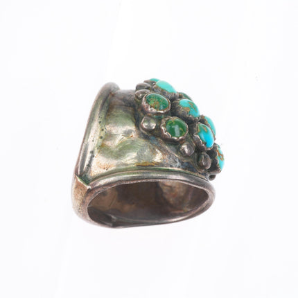 sz6 vintage Navajo snake eye turquoise cluster sterling silver knuckle ring