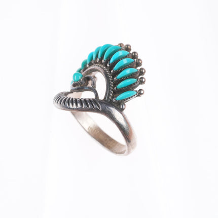 sz7 Norbert & Florenda Haskie Zuni vintage eye sterling silver/turquoise ring