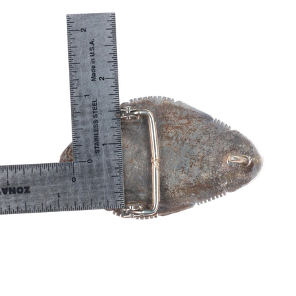 1.25" vintage Irv Monte Navajo Azurite/Chrysocolla sterling silver belt buckle