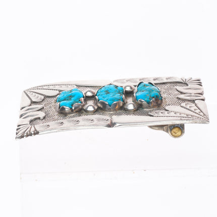1" Vintage Navajo sterling silver birds form belt buckle with turquoise