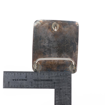 1.5" Vintage Navajo sterling silver bear paw chip inlay belt buckle