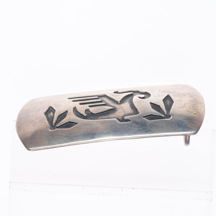 1.2" c1950's Hopi or Navajo vintage sterling silver belt buckle in overlay style