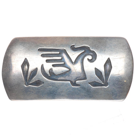 1.2" c1950's Hopi or Navajo vintage sterling silver belt buckle in overlay style
