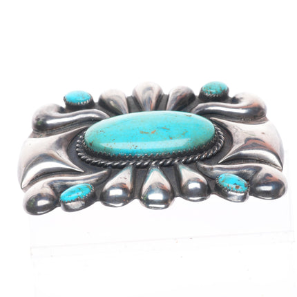 1950's Huge vintage Navajo sterling silver turquoise ketoh style pin/brooch