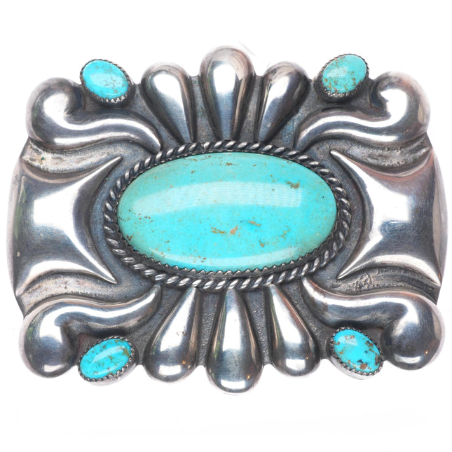 1950's Huge vintage Navajo sterling silver turquoise ketoh style pin/brooch
