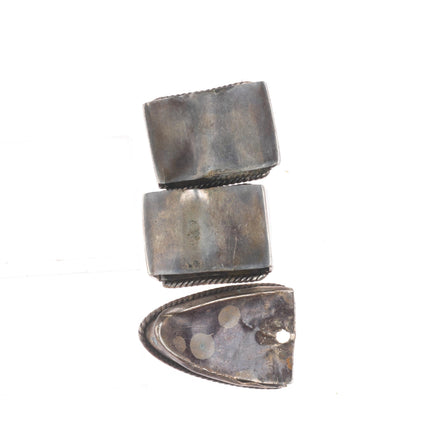 Heavy vintage Navajo sterling silver turquoise nugget ranger belt buckle set
