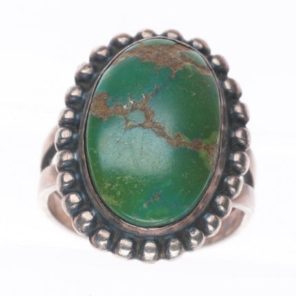 sz4.5 vintage Navajo sterling silver Cerrillios turquoise bead rim size 4.5 ring
