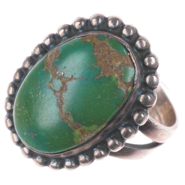 sz4.5 vintage Navajo sterling silver Cerrillios turquoise bead rim size 4.5 ring