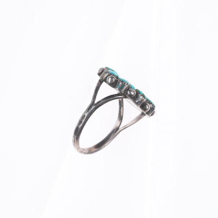 sz5.5 vintage Zuni sterling silver turquoise cluster petit point ring