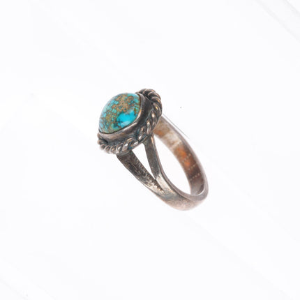 sz5 vintage Navajo sterling silver ring with high grade spiderweb turquoise