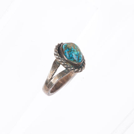 sz5 vintage Navajo sterling silver ring with high grade spiderweb turquoise