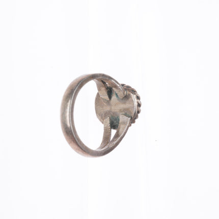 sz5 vintage Navajo sterling silver ring with high grade spiderweb turquoise