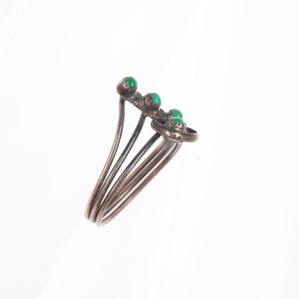 sz7 vintage Zuni sterling silver green snake eye turquoise ring
