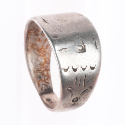 sz6 Antique Navajo ingot silver heavily worn/loved band ring size 6
