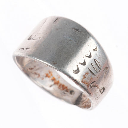sz6 Antique Navajo ingot silver heavily worn/loved band ring size 6