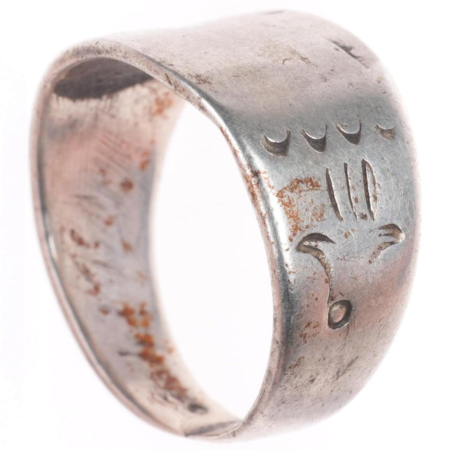 sz6 Antique Navajo ingot silver heavily worn/loved band ring size 6