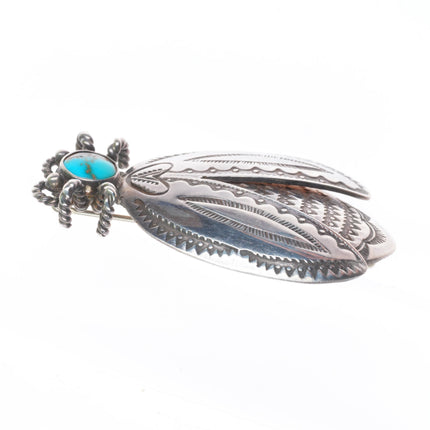 c1940's Vintage Navajo sterling silver turquoise Ladybug Bug Pin/brooch