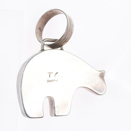Tommy Singer Navajo sterling silver spirit bear pendant with wide bail