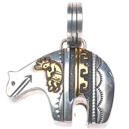 Tommy Singer Navajo sterling silver spirit bear pendant with wide bail