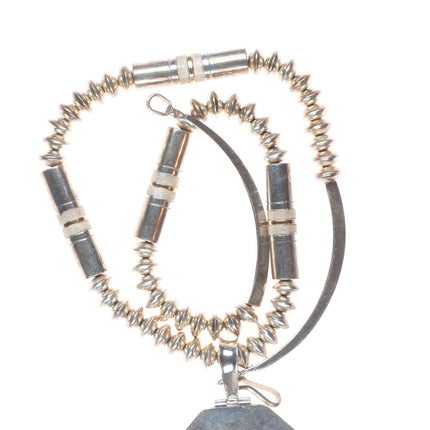 Jack Tom Navajo 14k gold/sterling silver beaded necklace with pendant