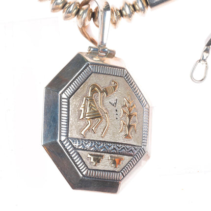 Jack Tom Navajo 14k gold/sterling silver beaded necklace with pendant