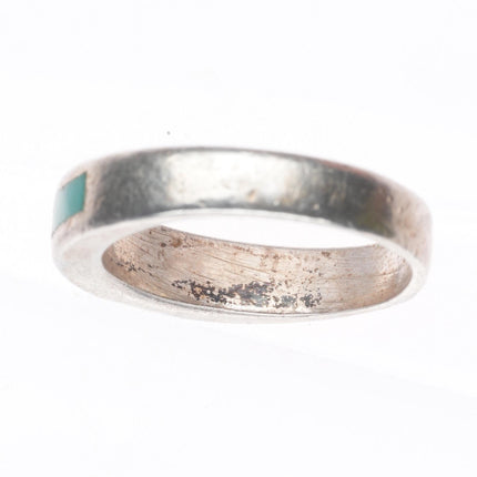 sz6 vintage Zuni sterling silver flush channel inlay turquoise size 6 ring