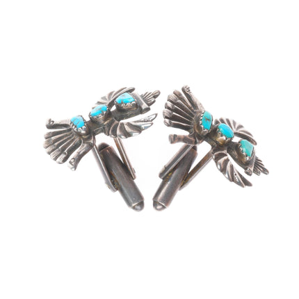 c1950 Horace Iule Zuni sterling silver knifewing cufflinks with turquoise