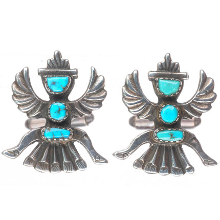 c1950 Horace Iule Zuni sterling silver knifewing cufflinks with turquoise